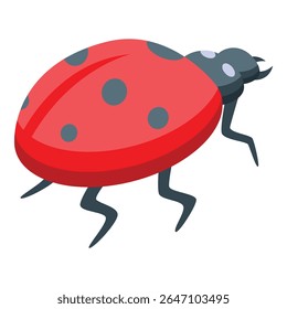 Red ladybug is walking with black spots on its shell