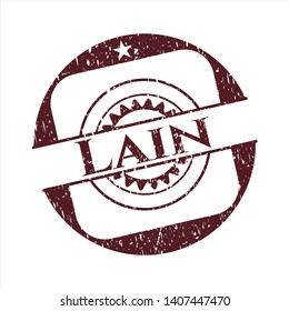 Red Lain distressed grunge style stamp