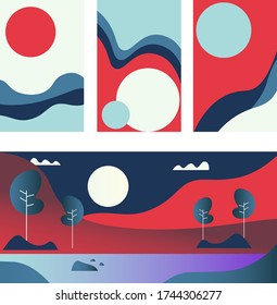 red lake and simpe flat background poster wallpaper and decorative shape