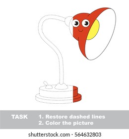 Red Lamp. Dot to dot educational game for kids. Half tracing worksheet to be colored.