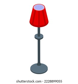 Red lamp icon isometric vector. Interior furniture. Home light