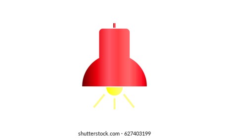 Red lamp icon with yellow glowing bulb isolated on white background