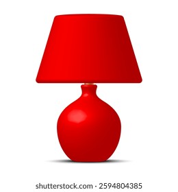 Red lamp with shadow isolated on white background