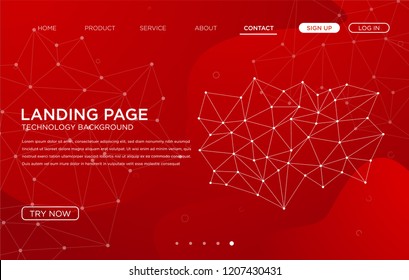 plantilla de fondo del sitio web de inicio rojo diseño vectorial con estilo abstracto y diseño de interfaz de usuario futurista vectorial eps 10