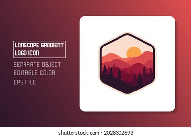 red landscape scenery gradient logo icon sticker