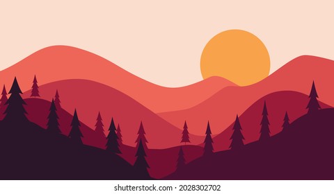 red landscape scenery hill gradient background 