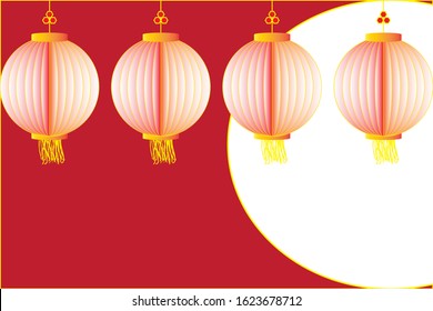 Red lantern card on Chinese New Year Day 2020