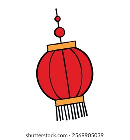 Red lantern chinese new year doodle illustration hand drawn