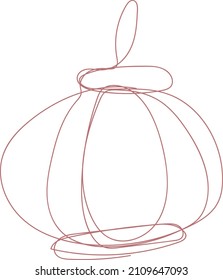Red lantern doodle continuous line art drawing in abstract style