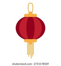 Red lantern icon symbolizing celebration and good fortune for Lunar New Year, Red Chinese lantern icon with golden tassels symbolizing luck, prosperity, and celebration for Chinese New Year