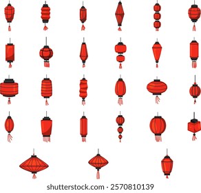 Red Lantern illustration for decoration on Chinese culture festival and oriental art.