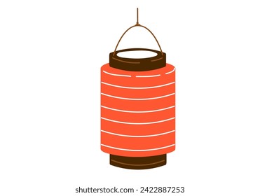 Linterna roja para el día de San Martín o Laternenumzug, tradicional festival alemán y europeo de la luz para los niños.Ilustración vectorial sobre el fondo blanco.
