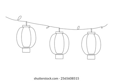 Red lanterns concept one-line drawing