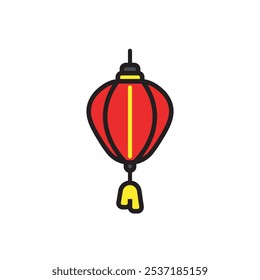 linternas rojas en forma de globos, celebración de la cultura asiática, año lunar chino, símbolo de decoración de festival asiático, ilustración de diseño de Vector de año Nuevo chino. 