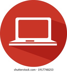 Red laptop, illustration, vector on white background.