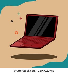 Red laptop vector design for commercial use