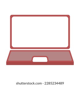 Red laptop vector. Device icon for studying, watching movies, communication.