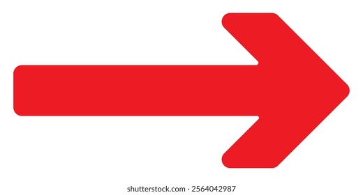 Red large arrow pointing right. Bold thine long arrow. Vector illustration. long arrow icon illustration.