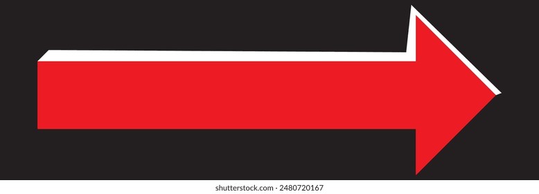 Red large forward or left pointing solid long arrow icon sketched as vector symbol . AI 10