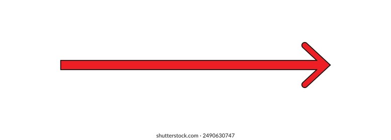 Red large forward or left pointing solid long arrow icon sketched as vector symbol ,Long arrows icon set. Vector set of trendy long arrows  flat style.Eps10.