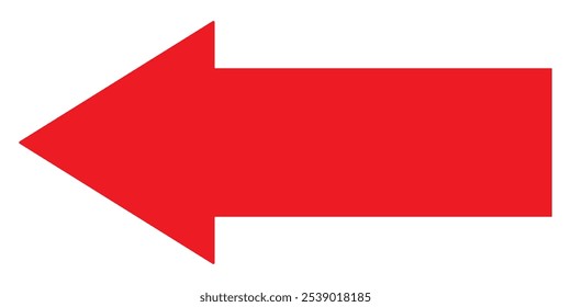 red large forward or right pointing solid long arrow icon sketched as vector symbol