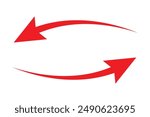Red large left  right pointing solid long arrow icon sketched as vector symbol ,Long arrows icon set. Vector set of trendy long arrows left and right in flat style. Replaceable vector design. eps