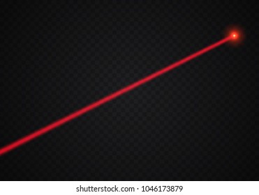 Red Laser Beam On Transparent Background. Realistic Vector Illustration