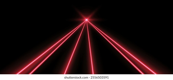 Red laser beams, concert or nightclub spotlights light effect.