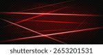 Red laser beams. Glowing crossing realistic 3d bright neon laser rays, safety system, tech design concept. Flare light effect, lazer scanner. Party and club vector background.