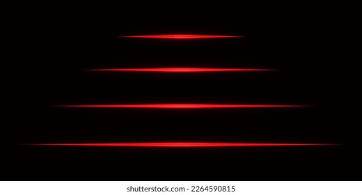 Red laser beams isolated on a black background. Glowing stripes. Abstract vector illustration.