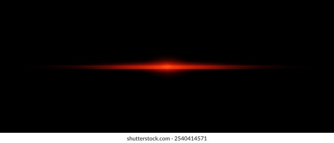 Red laser beams isolated on black background.Red lens flash. Horizontal rays glowing in the dark. Abstract light effect line. Speed ​​vector illustration, road.