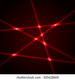 Red laser beams. Light effect. Vector illustration