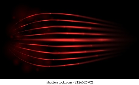 Red Laser Beams. Warm Or Hot Air Flow. Warming Rays. Speed, Supersonic Wave