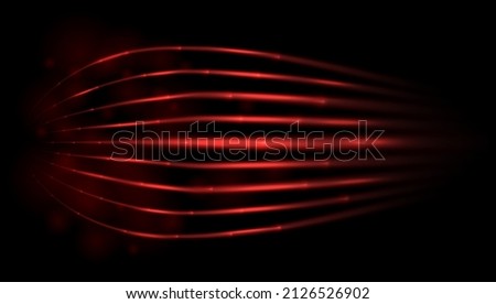 Red laser beams. Warm or hot air flow. Warming rays. Speed, supersonic wave