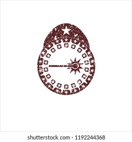 Red laser icon inside rubber grunge texture seal