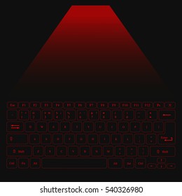 red laser keyboard. luminous buttons