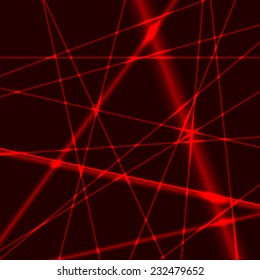 Red Laser Random Beams On Dark Background