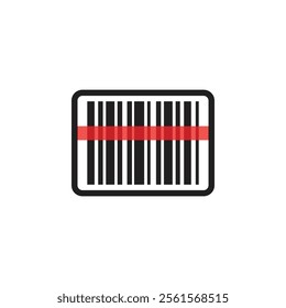 Red laser scanning barcode vector icon, bar code line icon for apps and web