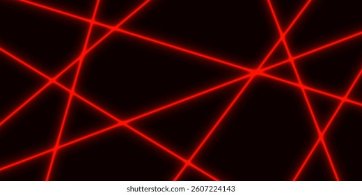 Red laser shines across the line on the dark background.