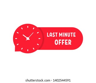 red last minute offer sticker. flat cartoon trend modern simple promotion logotype graphic design isolated on white background. concept of have time to buy at a bargain price and week sale