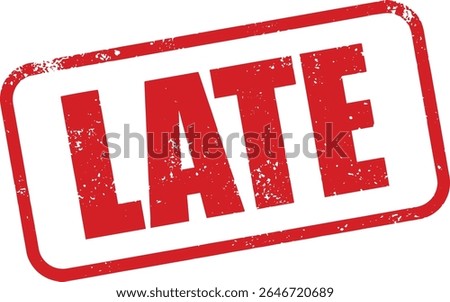 Red Late Rubber Stamp Word Text Written in Grunge Vector in Round Border, Vintage, Transparent Background