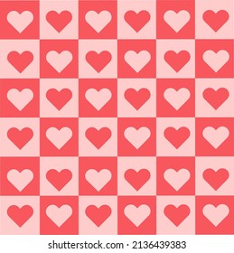 red lattice pattern abstract background vector with red heart shape