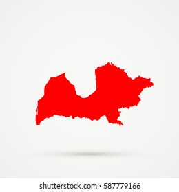 Red Latvia (without Latgale) Map Illustration