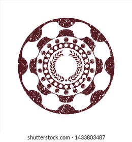 Red laurel wreath icon inside distress rubber seal