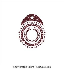 Red laurel wreath icon inside distress rubber grunge seal