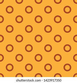 Red Laurel wreath icon isolated seamless pattern on brown background. Triumph symbol.  Vector Illustration