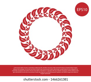 Red Laurel wreath icon isolated on white background. Triumph symbol.  Vector Illustration