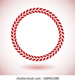 Red laurel wreath on white background, vector illustration.