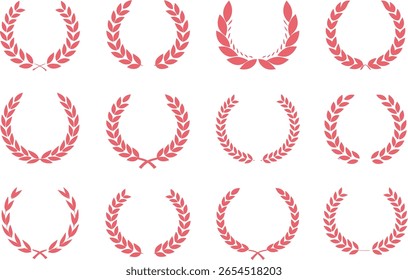 Red laurel wreath pattern, seamless victory border, hand drawn decorative element, classic background, elegant vector style