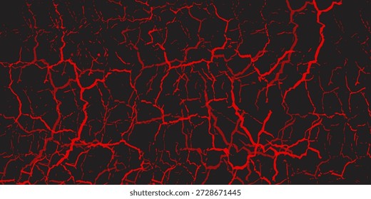 Red Lava Cracks Across Dark Background Create Fiery, Dramatic Pattern and Textured Surface

